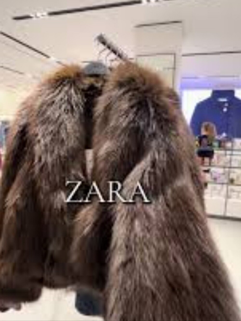Zara Dark Brown Faux Fur Cape with Metallic Threads